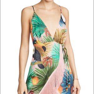 FARM Rio Tropical Tucano Wrap Fringe Dress Sz. Small